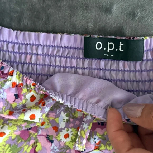 O.P.T One Pretty Time Go on A Date Floral Puff Sleeve Midi Dress L Smocked - Picture 8 of 14